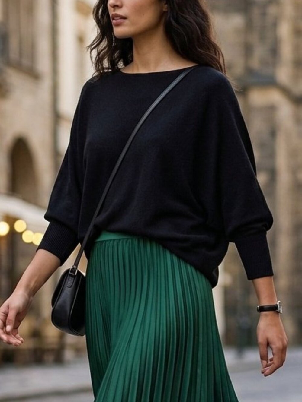 Philosophy Black Ribbed Boatneck Batwing Sleeve Knit Sweater Regular Size 1X